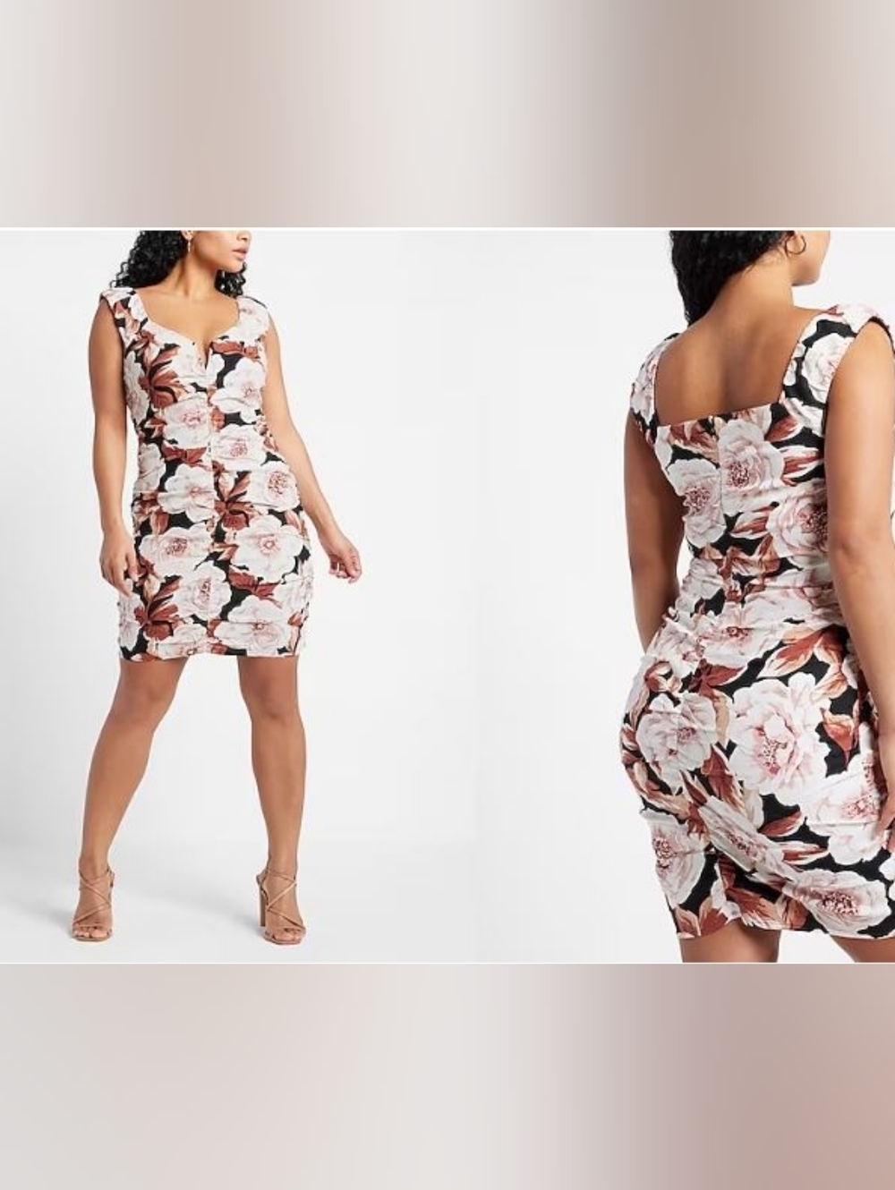 Express Stretch Linen Floral Sheath Dress Size M NWT